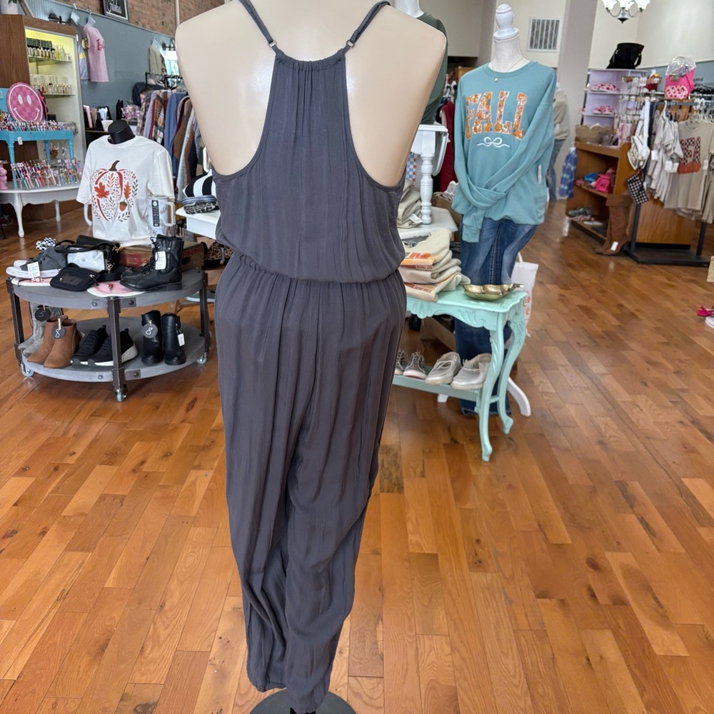 Abercrombie Solid Gray Spaghetti Strap Jumpsuit S… - image 4